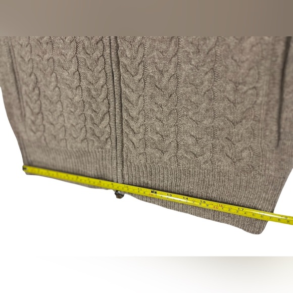 Patrick James Sweaters Full Double Zip Cardigan Teak Lambswool Band Collar Sz L - Picture 4 of 8